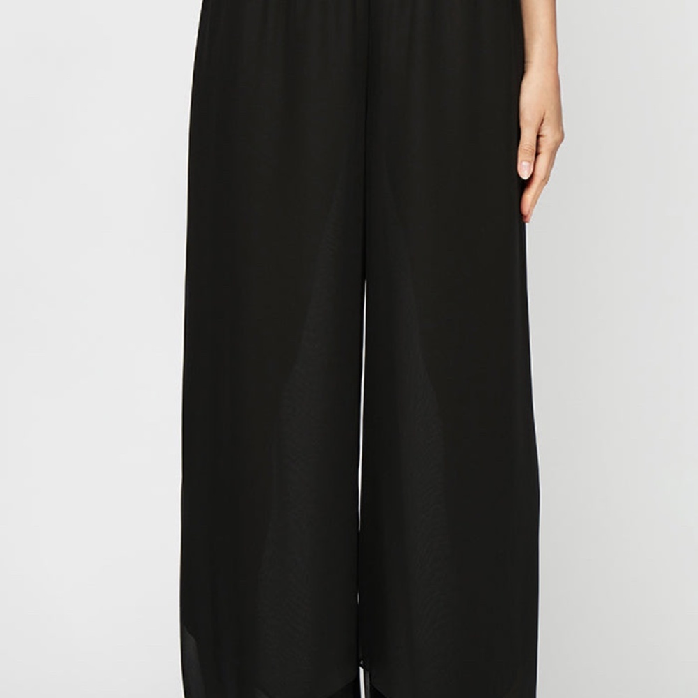 alexevenings.com Wide Leg Chiffon Pant with Tulip Hem Size MBLACK / M
